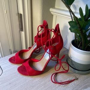 DOLCE VITA Red Wrap Ankle Stilettos - Size 7.5